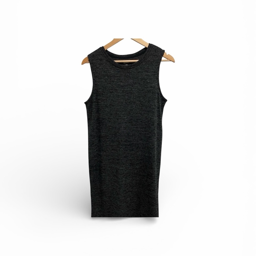 Roots Knit Charcoal Sleeveless Midi Dress Side Slit Size Large